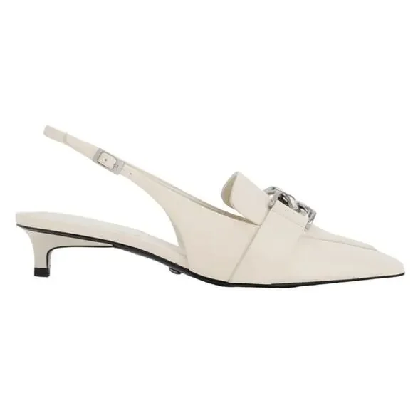 Charles & Keith Gabine Leather Interlocking Slingback Pumps in Chalk, Size 38/8‌ - Picture 2 of 7